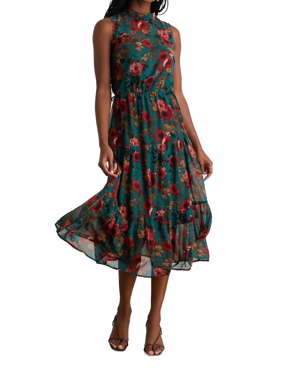NEW LULUS in my dreams floral print midi dress in teal multi
